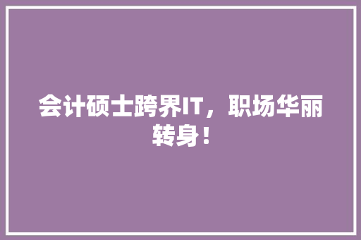 会计硕士跨界IT，职场华丽转身！