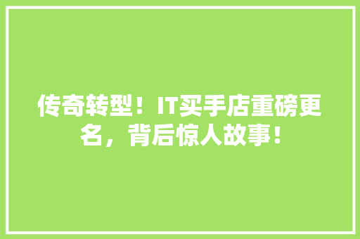 传奇转型！IT买手店重磅更名，背后惊人故事！ 神马SEO