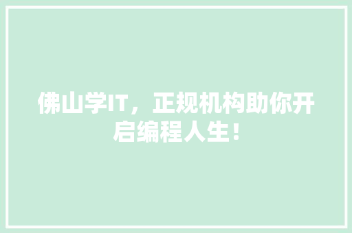 佛山学IT，正规机构助你开启编程人生！ 百度SEO