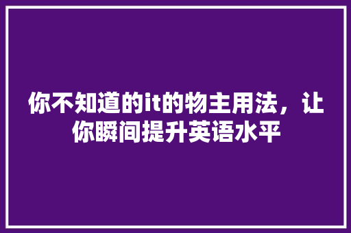 你不知道的it的物主用法，让你瞬间提升英语水平