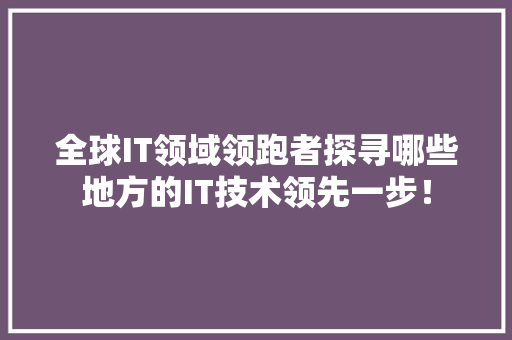 全球IT领域领跑者探寻哪些地方的IT技术领先一步！