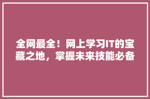 全网最全！网上学习IT的宝藏之地，掌握未来技能必备！