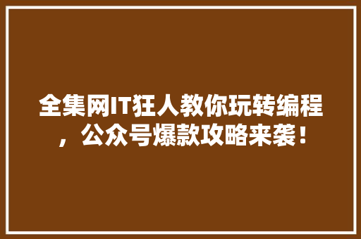 全集网IT狂人教你玩转编程，公众号爆款攻略来袭！ 必应SEO