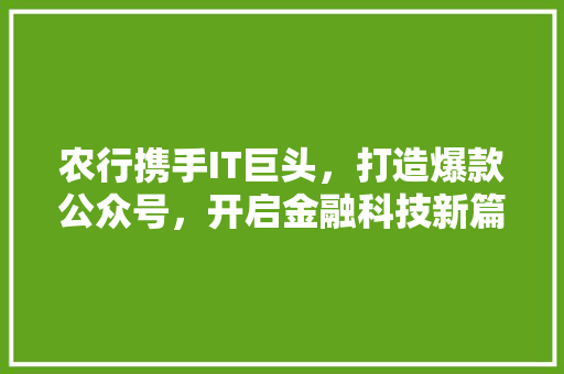 农行携手IT巨头，打造爆款公众号，开启金融科技新篇章！ 搜狗SEO