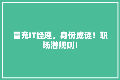 冒充IT经理，身份成谜！职场潜规则！