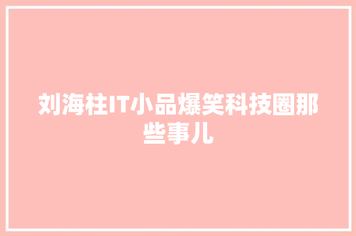 刘海柱IT小品爆笑科技圈那些事儿