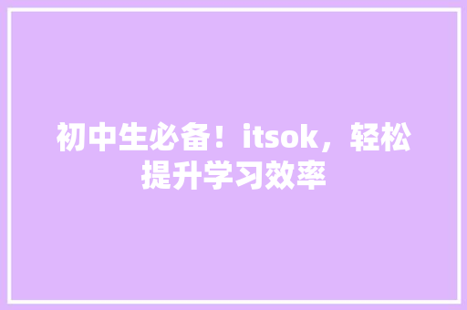 初中生必备！itsok，轻松提升学习效率