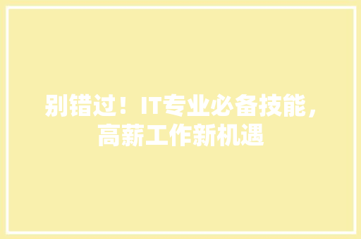 别错过！IT专业必备技能，高薪工作新机遇 网站建设公司