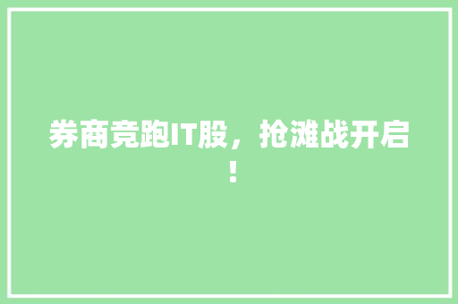 券商竞跑IT股，抢滩战开启！ 搜狗SEO