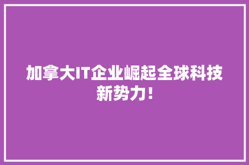 加拿大IT企业崛起全球科技新势力！ 搜狗SEO