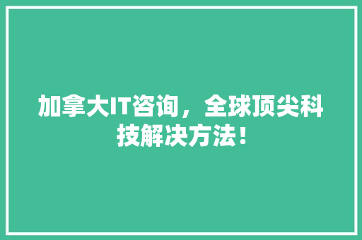 加拿大IT咨询，全球顶尖科技解决方法！