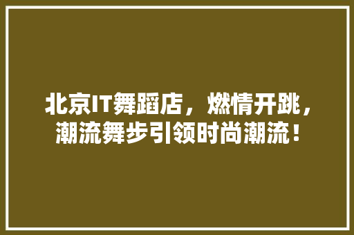 北京IT舞蹈店，燃情开跳，潮流舞步引领时尚潮流！