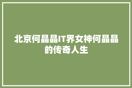 北京何晶晶IT界女神何晶晶的传奇人生