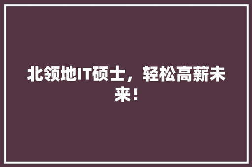 北领地IT硕士，轻松高薪未来！