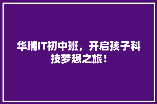 华瑞IT初中班，开启孩子科技梦想之旅！