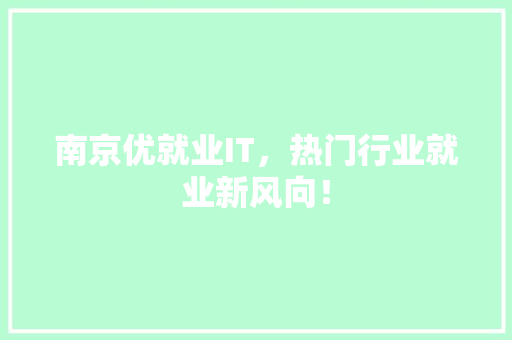 南京优就业IT，热门行业就业新风向！ 必应SEO