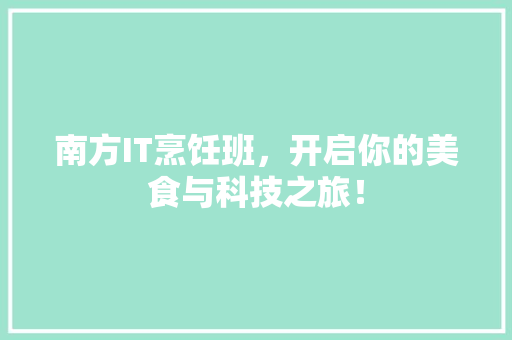 南方IT烹饪班，开启你的美食与科技之旅！