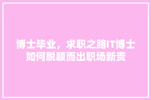 博士毕业，求职之路IT博士如何脱颖而出职场新贵 网站建设公司