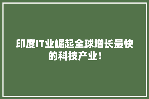 印度IT业崛起全球增长最快的科技产业！ 网站建设公司