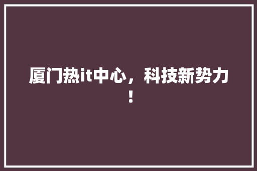 厦门热it中心，科技新势力！