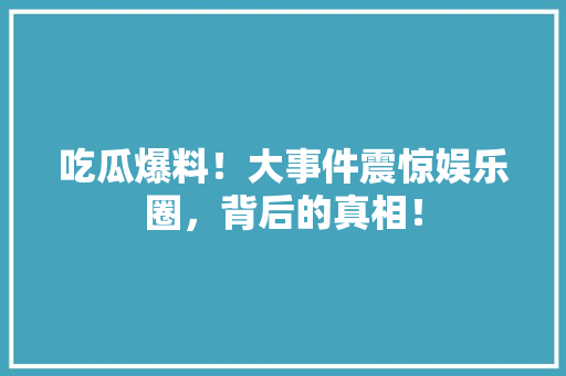 吃瓜爆料！大事件震惊娱乐圈，背后的真相！ 网站建设公司