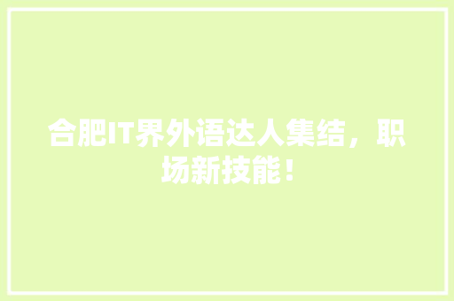 合肥IT界外语达人集结，职场新技能！