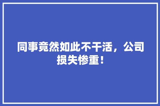 同事竟然如此不干活，公司损失惨重！