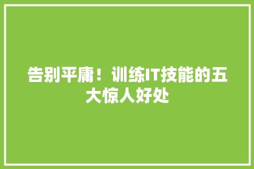 告别平庸！训练IT技能的五大惊人好处 必应SEO