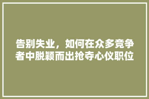 告别失业，如何在众多竞争者中脱颖而出抢夺心仪职位！