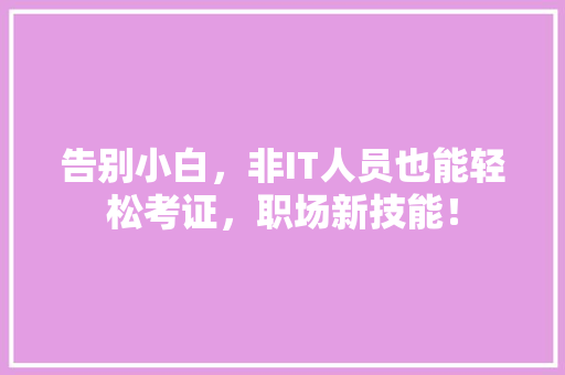 告别小白，非IT人员也能轻松考证，职场新技能！ SEO关键词