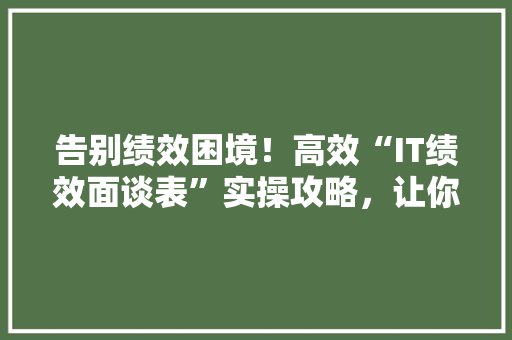告别绩效困境！高效“IT绩效面谈表”实操攻略，让你的团队更上一层楼！