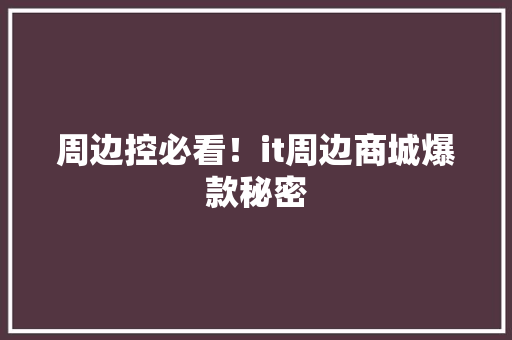 周边控必看！it周边商城爆款秘密 SEO关键词