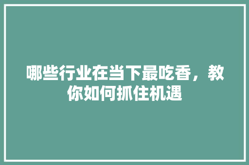 哪些行业在当下最吃香，教你如何抓住机遇 网站建设公司