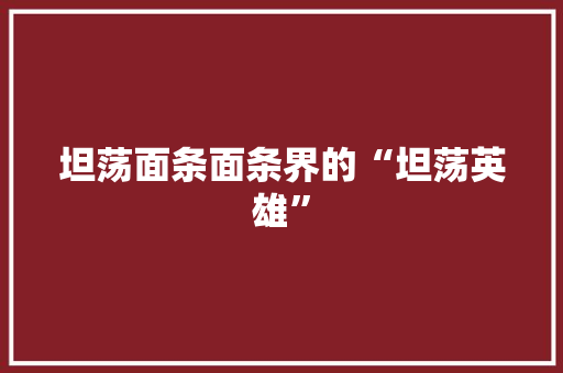 坦荡面条面条界的“坦荡英雄” 必应SEO