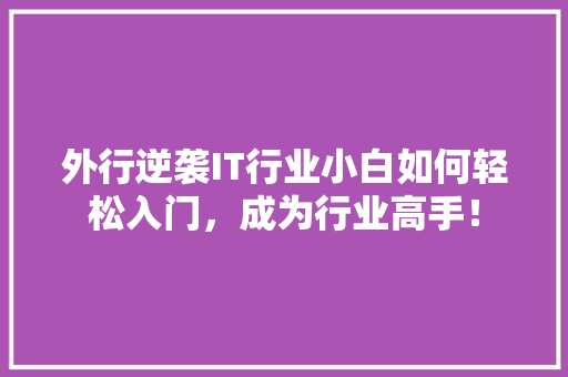 外行逆袭IT行业小白如何轻松入门，成为行业高手！