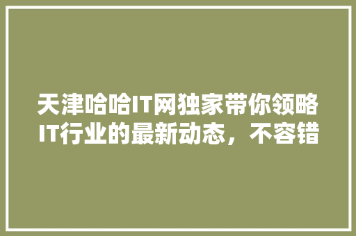 天津哈哈IT网独家带你领略IT行业的最新动态，不容错过的爆款资讯！