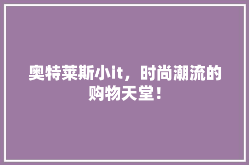 奥特莱斯小it，时尚潮流的购物天堂！