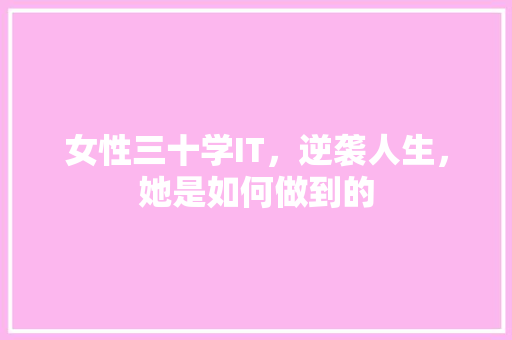女性三十学IT，逆袭人生，她是如何做到的 网站建设公司