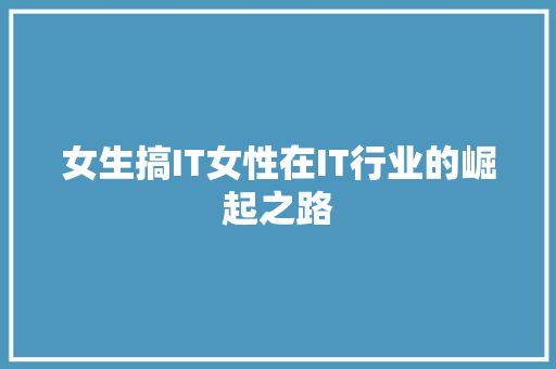 女生搞IT女性在IT行业的崛起之路
