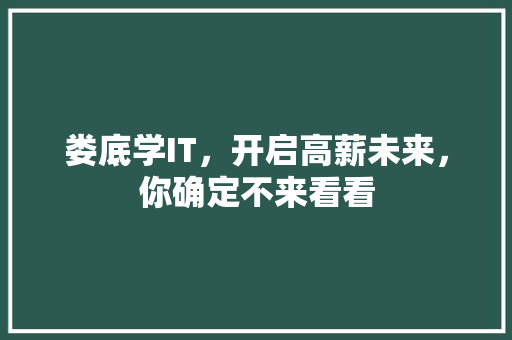 娄底学IT，开启高薪未来，你确定不来看看