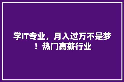 学IT专业，月入过万不是梦！热门高薪行业