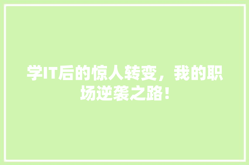 学IT后的惊人转变，我的职场逆袭之路！