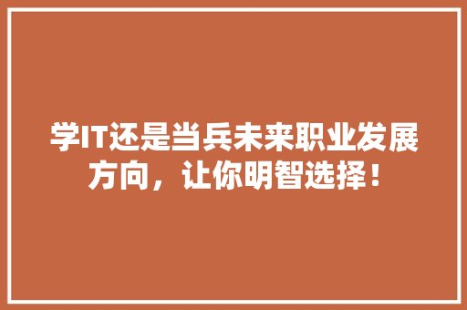 学IT还是当兵未来职业发展方向，让你明智选择！