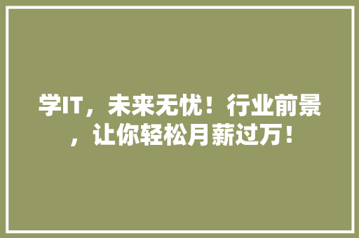 学IT，未来无忧！行业前景，让你轻松月薪过万！