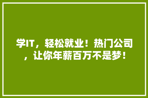 学IT，轻松就业！热门公司，让你年薪百万不是梦！