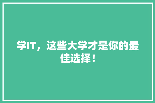 学IT，这些大学才是你的最佳选择！