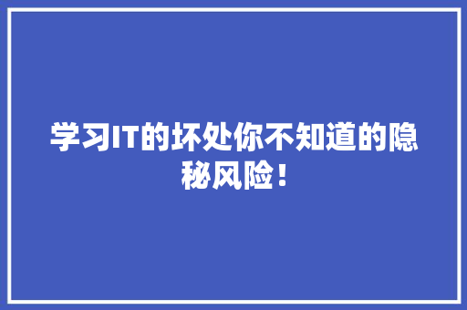 学习IT的坏处你不知道的隐秘风险！ 神马SEO