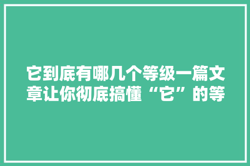它到底有哪几个等级一篇文章让你彻底搞懂“它”的等级划分
