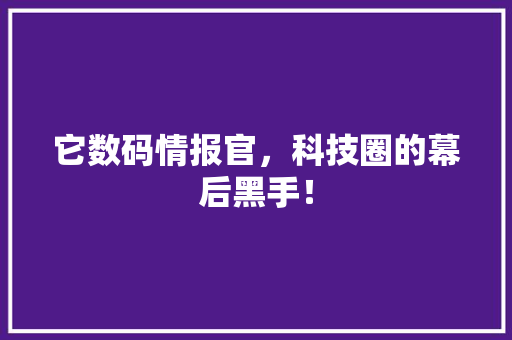 它数码情报官，科技圈的幕后黑手！