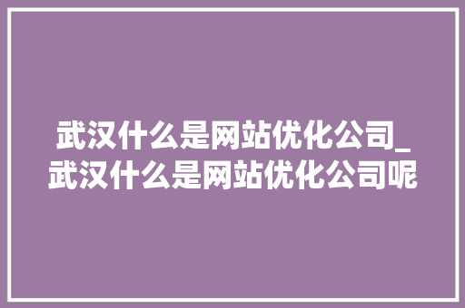 武汉什么是网站优化公司_武汉什么是网站优化公司呢。